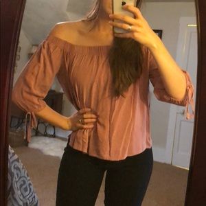 [Polly & Esther] Dusty Pink Off the Shoulder Top